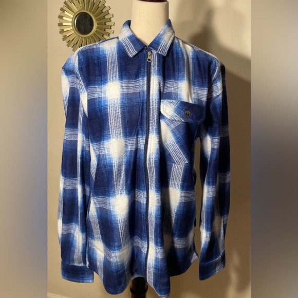 Vtg 1949 Men’s Full Zip Shirt Jacket Blue - Size Medium - Picture 1 of 3